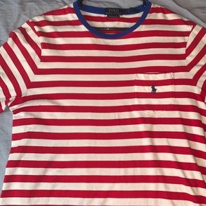 Red and white striped Polo Ralph Lauren Custom Slim Fit shirt